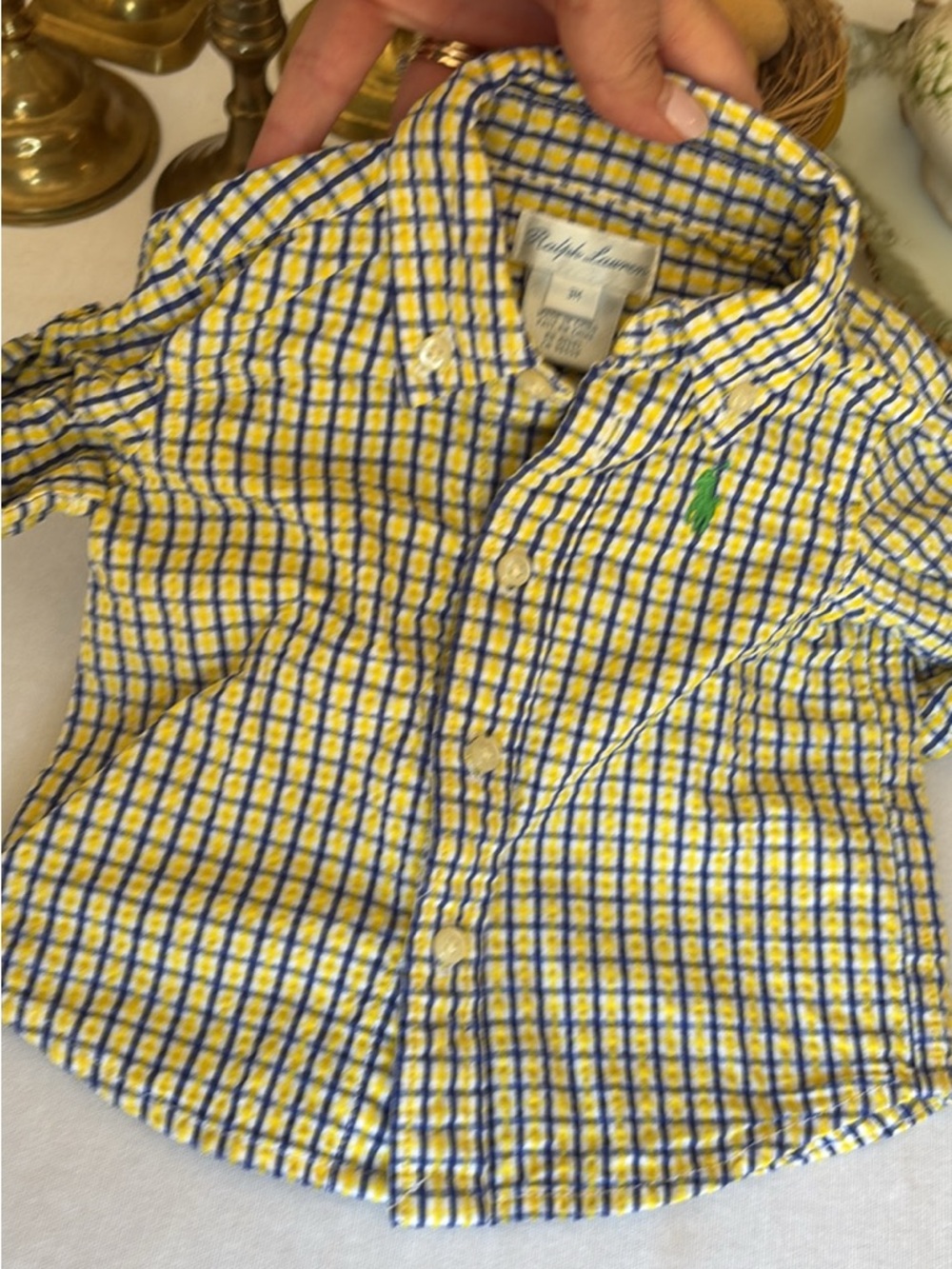 Ralph Lauren Yellow & Blue Plaid Button-Down Shirt for Baby Boy